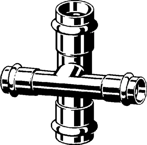 „Prestabo“ Fitting mit 4 Anschlüssen „Prestabo“ Fitting mit 4 Anschlüssen