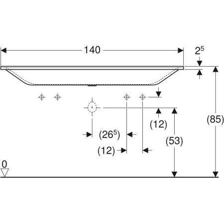 Xeno² Möbelwaschtisch: B=140cm, T=48cm, Hahnloch=links und rechts, Überlauf=ohne, weiß / matt Xeno² Möbelwaschtisch: B=140cm, T=48cm, Hahnloch=links und rechts, Überlauf=ohne, weiß / matt