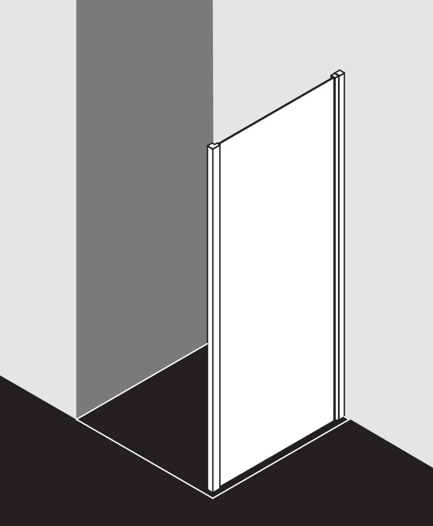 Seitenwand Seitenwand, für Ecke „LIGA“ Glas Klar, Profile Silber Hochglanz, BV: 900 - 925 mm GAK: 885 - 910 mm WE: 910 - 935 mm H: 1850 mm