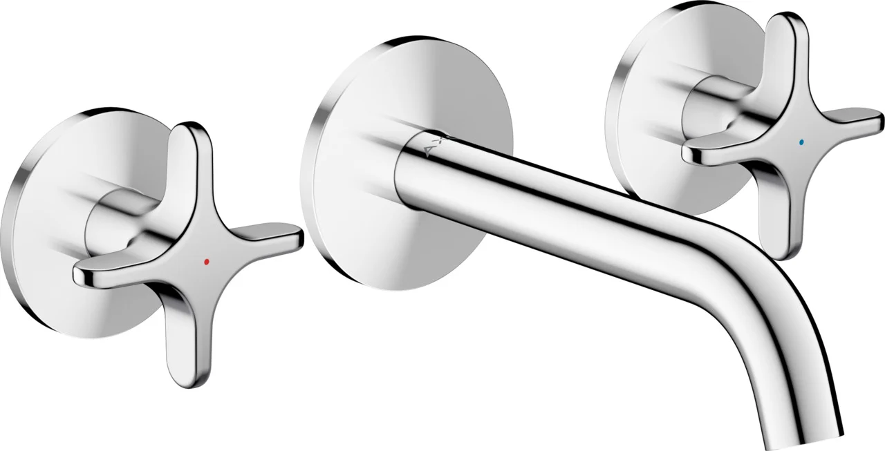 Hansgrohe AXOR One 3-Loch Waschtischarmatur Unterputz Wandmontage 160 mm Kreuzgriff Chrom