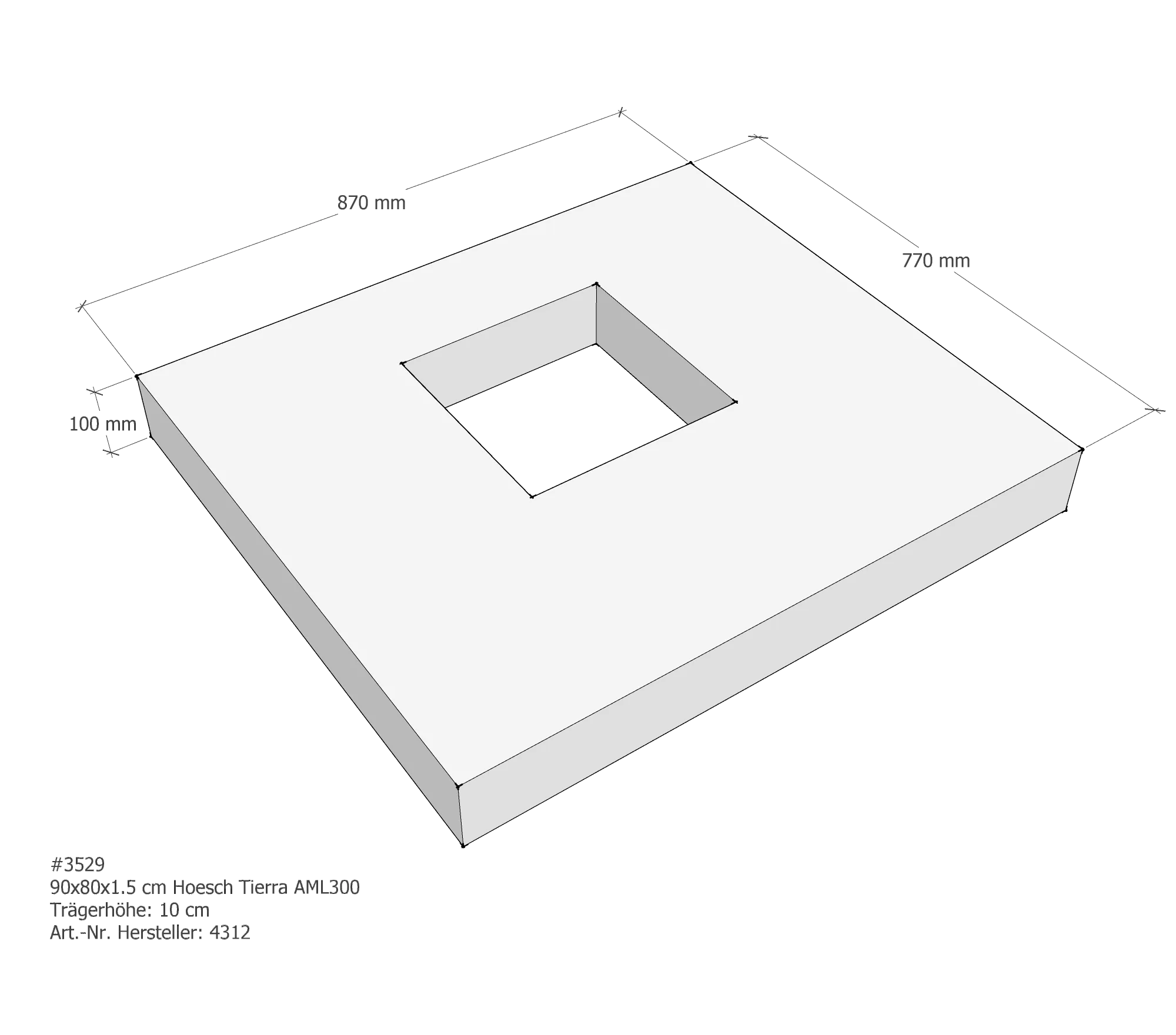 Duschwannenträger für Hoesch Tierra 90 × 80 × 1,5 cm