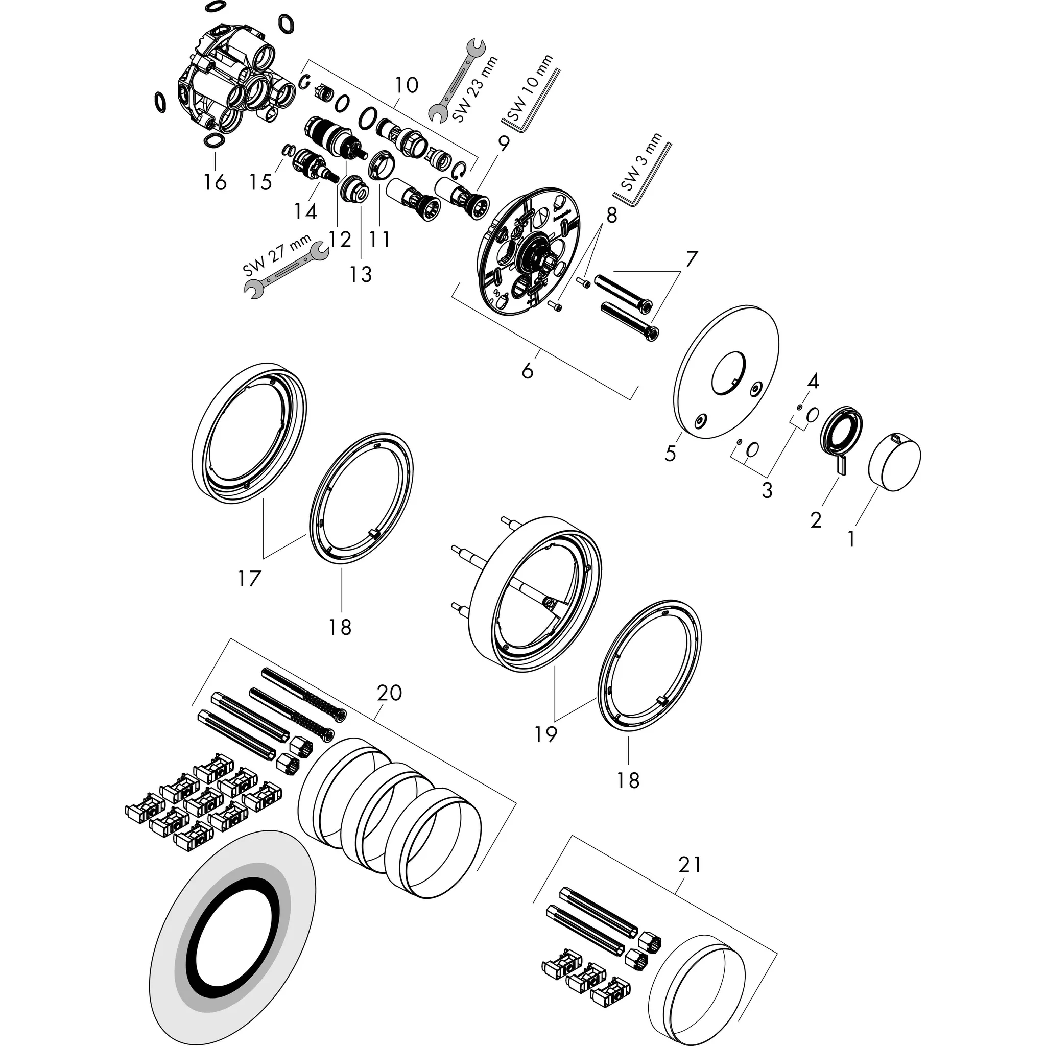 Hansgrohe Unterputz-Armatur „Ecostat Comfort S“ Ausladung 0 mm in Chrom