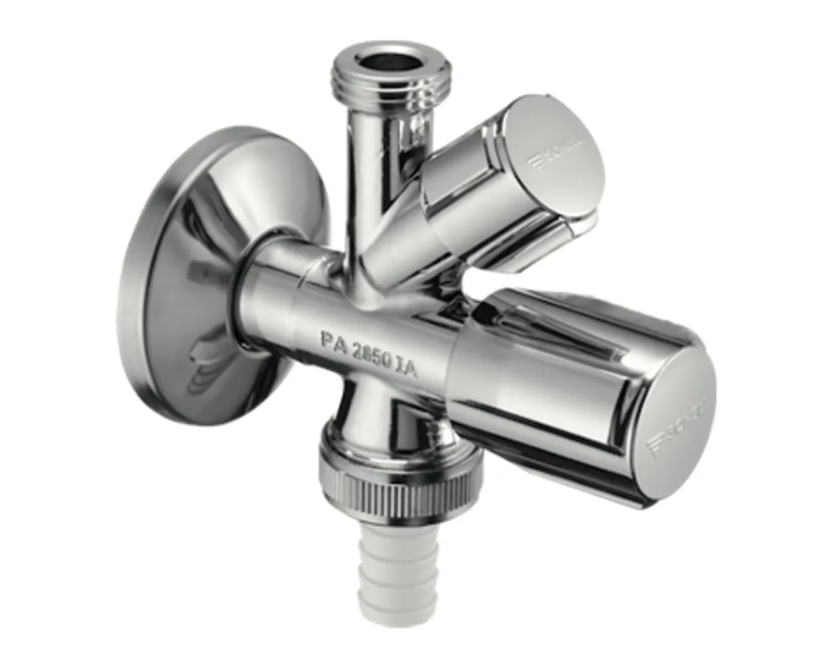 Kombi-Eckventil COMFORT, RFV im Abgang Geräteanschluss, DN 15 G 1/2 AG, Schlauchverschraubung Ø 14,5 mm (DN 20 G 3/4 AG), DN 15 G 1/2 AG, chrom