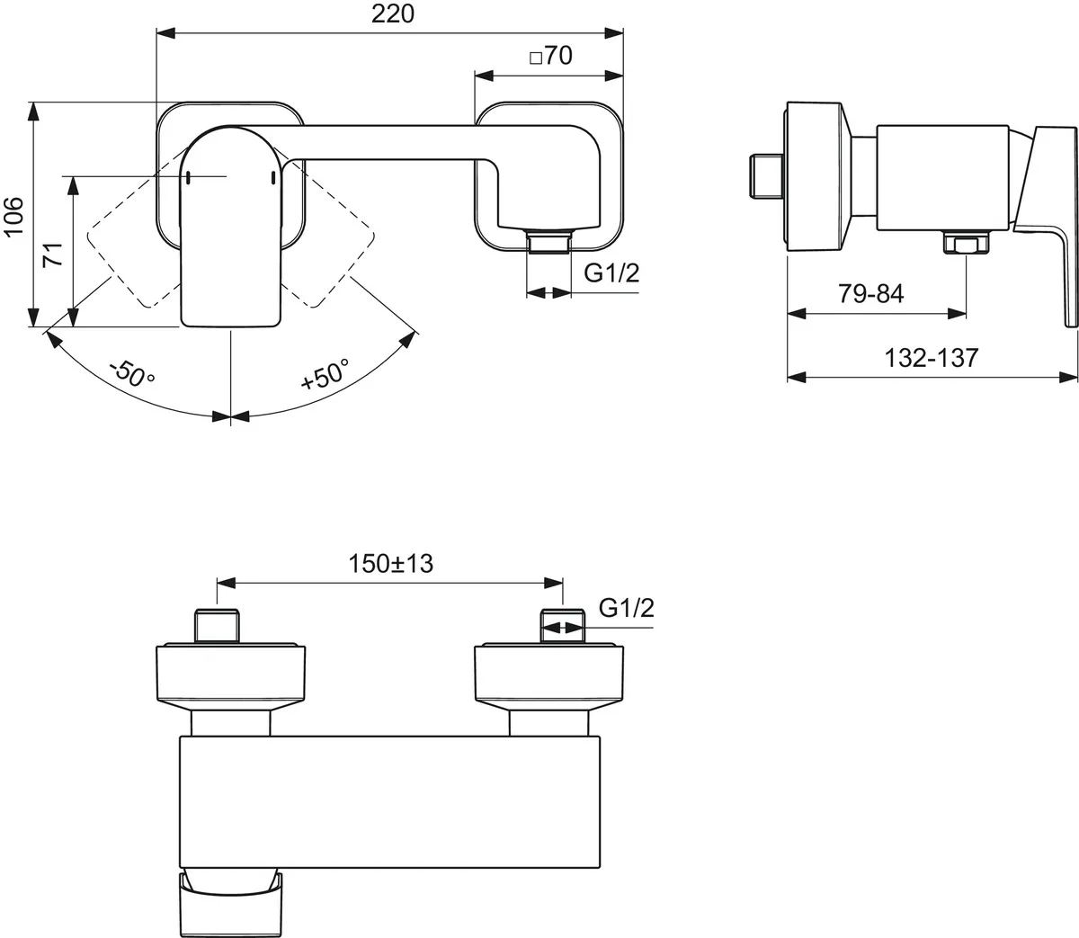 Ideal Standard Brausearmatur Aufputz Edge, Chrom Ideal Standard Brausearmatur Aufputz Edge, Chrom