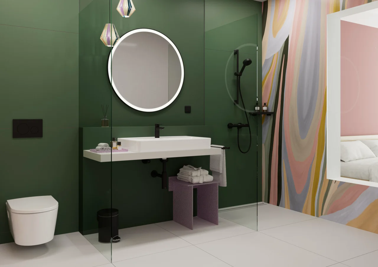 Hansgrohe Xarita Lite S Spiegel mit runder LED-Beleuchtung, Mattschwarz, Maße 900 x 900 x 30 mm