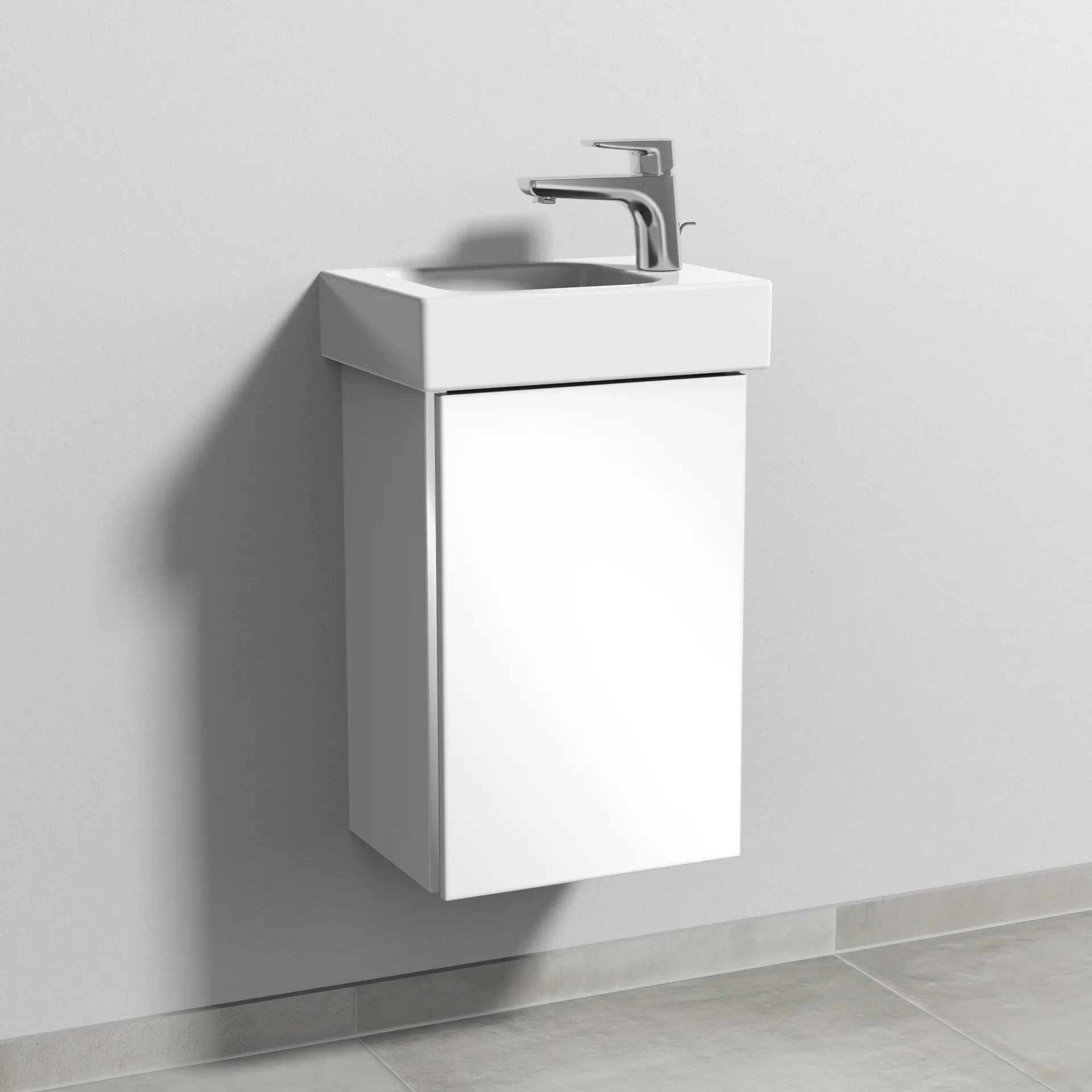 Sanipa Waschtischunterschrank „3way“ passend zu Keramik-Waschtische iCon von Geberit 335 × 523 × 267 mm in Weiß (glanz), Anschlag rechts