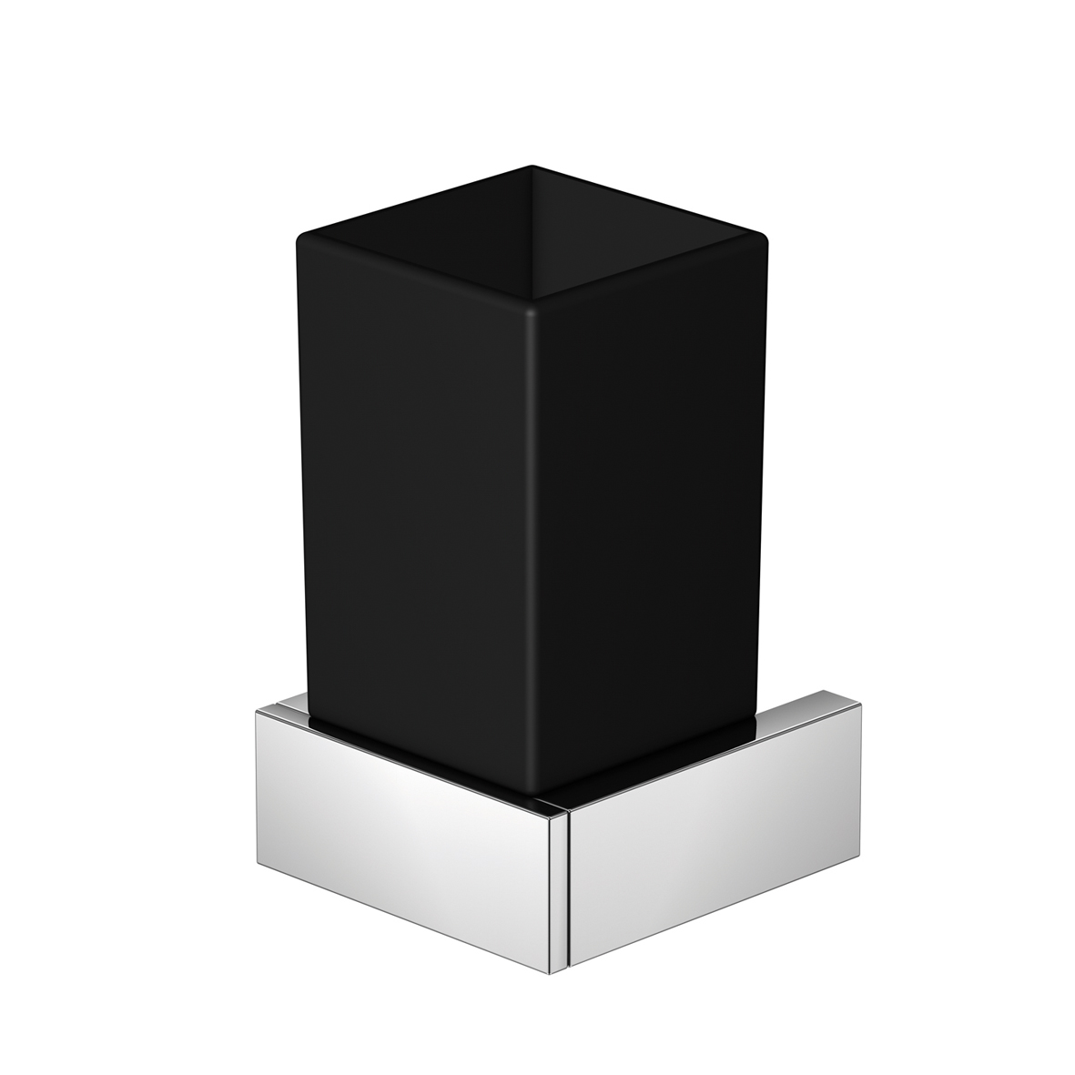 Glashalter chrom mit Glas satiniert schwarz Glashalter chrom mit Glas satiniert schwarz