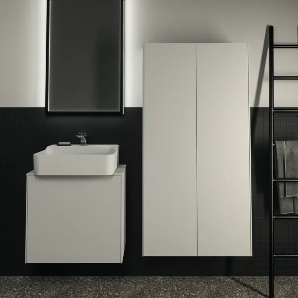 Ideal Standard Hochschrank „Conca“ 72 × 140 × 25 cm Weiß matt lackiert Ideal Standard Hochschrank „Conca“ 72 × 140 × 25 cm Weiß matt lackiert