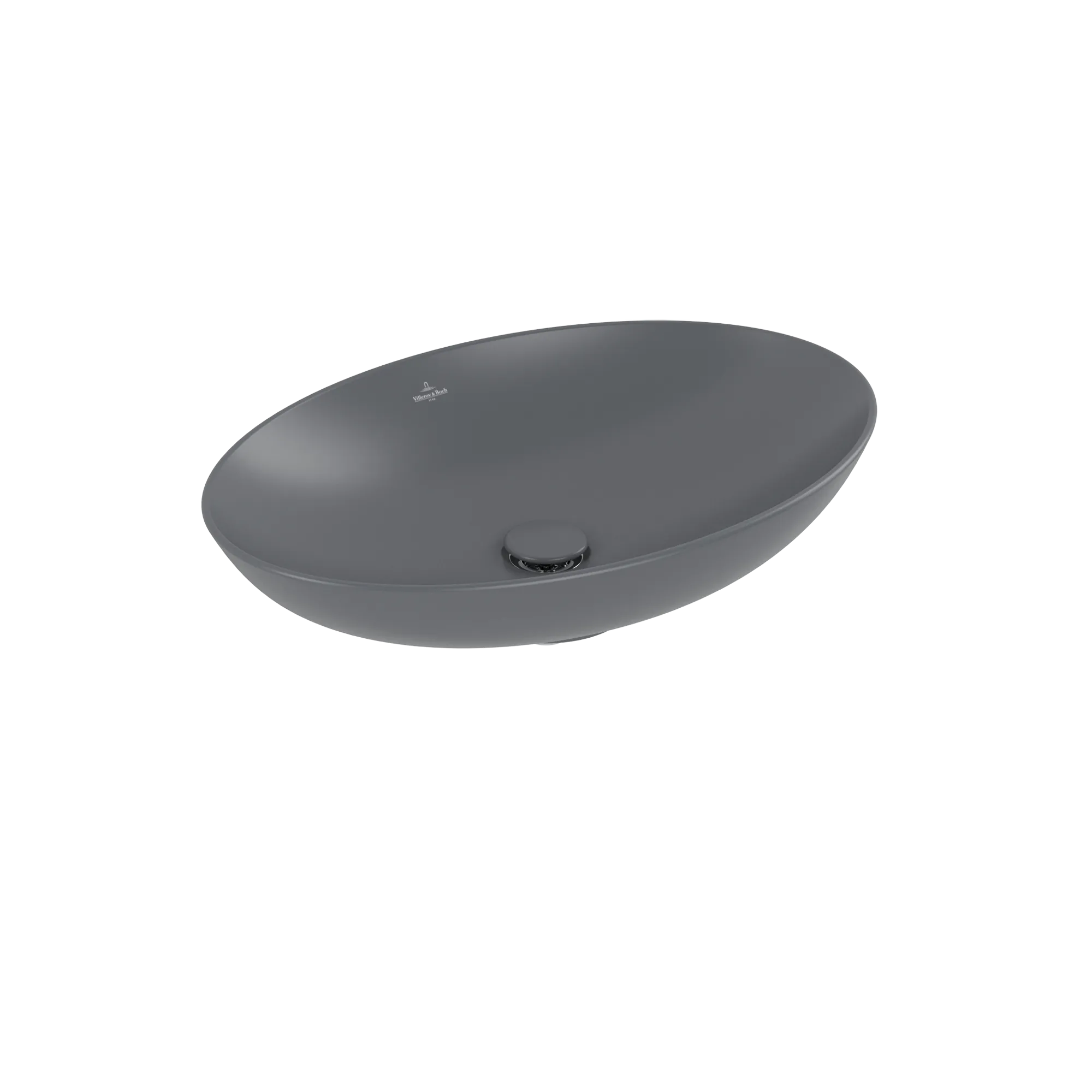 Villeroy & Boch Aufsatzwaschtisch aus TitanCeram „Loop & Friends“ 620 × 420 × 150 mm, ohne Hahnlochbohrung in Graphite