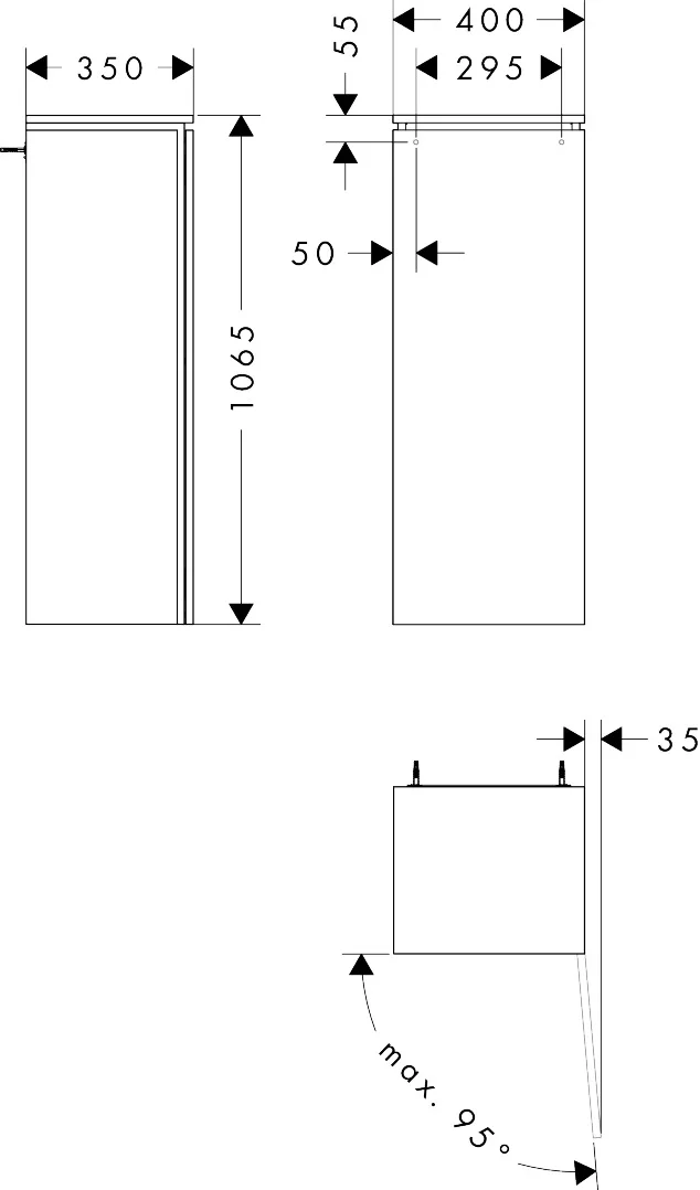 Hansgrohe Xilesa E Halbhochschrank, 400x350 mm, Türanschlag rechts, Eiche Kaschmir