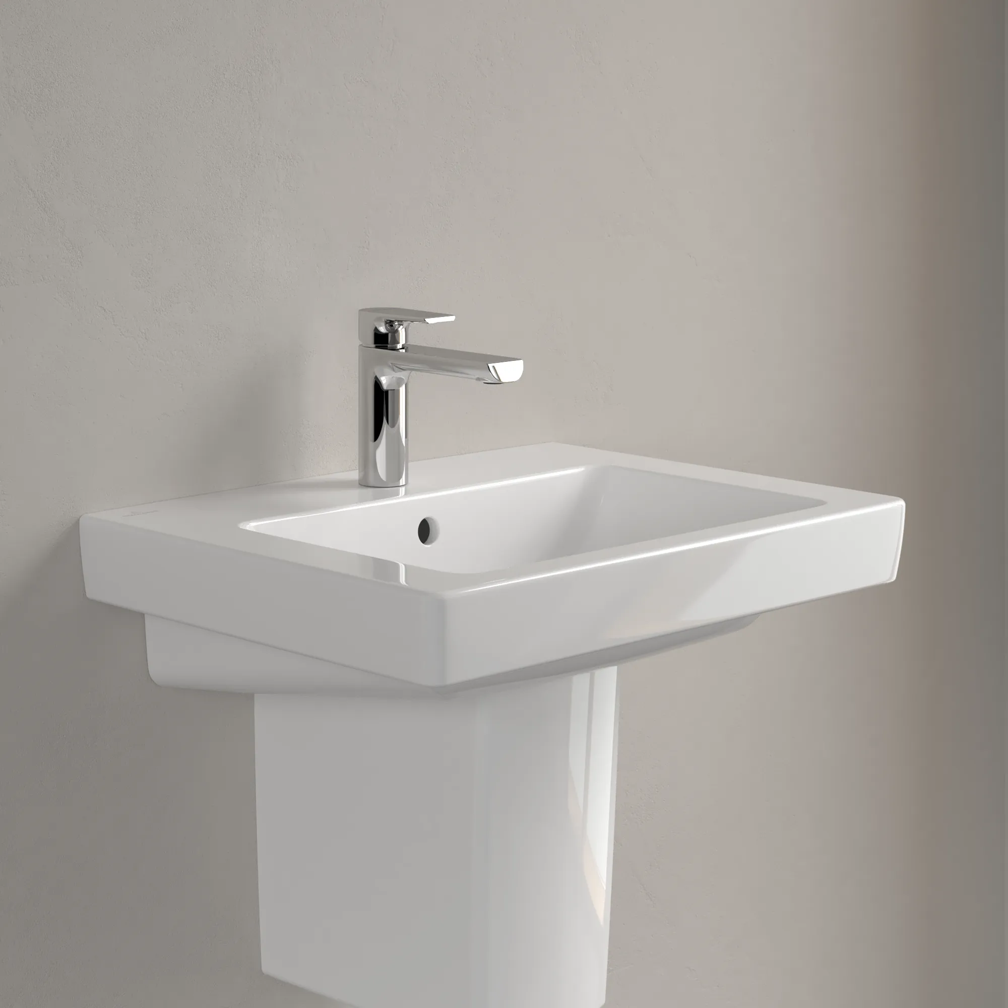 Villeroy & Boch Wandwaschtisch „Subway 2.0“ 550 × 440 × 150 mm, mit Hahnlochbohrung, Hahnlochposition mittig, mit Hahnlochbank in Weiß Alpin Villeroy & Boch Wandwaschtisch „Subway 2.0“ 550 × 440 × 150 mm, mit Hahnlochbohrung, Hahnlochposition mittig, mit Hahnlochbank in Weiß Alpin