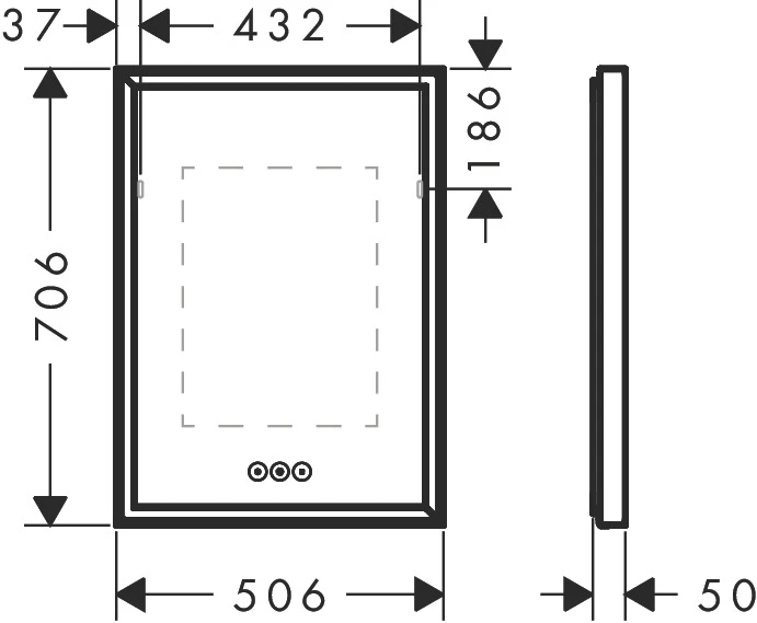 Xarita E Spiegel mit LED-Beleuchtung 500/50 kapazitiver Berührungssensor Mattweiß