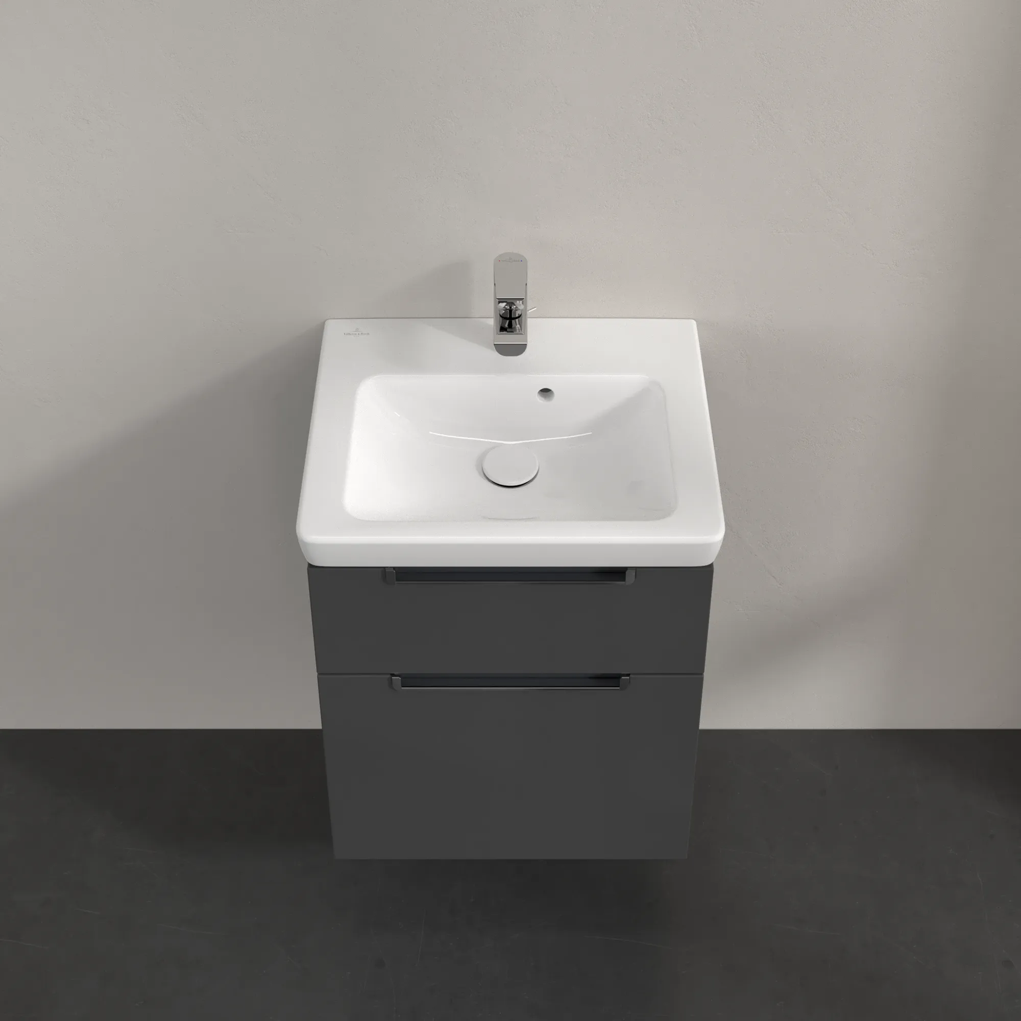 Villeroy & Boch Waschtischunterschrank „Subway 2.0“ 485 × 590 × 379 mm Glossy Grey, für Becken mittig, ohne Beleuchtung Villeroy & Boch Waschtischunterschrank „Subway 2.0“ 485 × 590 × 379 mm Glossy Grey, für Becken mittig, ohne Beleuchtung