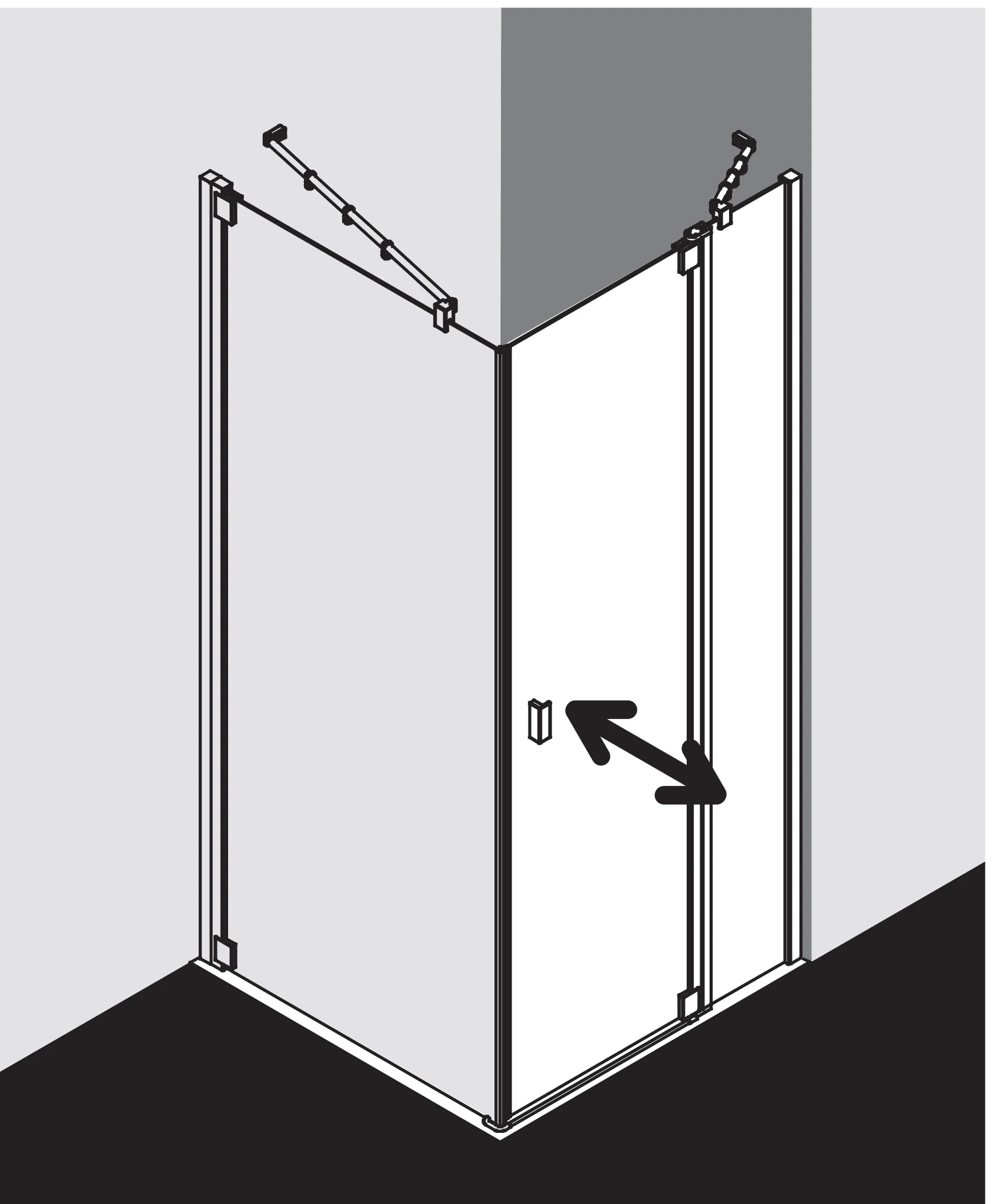 Kermi Duschtür 1-flügelig mit Festfeld rechts für Ecke „RAYA“ Glas Klar Dekor Stripe 4, Profile Silber Mattglanz, BV: 870 - 900 mm GAK: 855 - 885 mm WE: 880 - 910 mm H: 2000 mm Kermi Duschtür 1-flügelig mit Festfeld rechts für Ecke „RAYA“ Glas Klar Dekor Stripe 4, Profile Silber Mattglanz, BV: 870 - 900 mm GAK: 855 - 885 mm WE: 880 - 910 mm H: 2000 mm