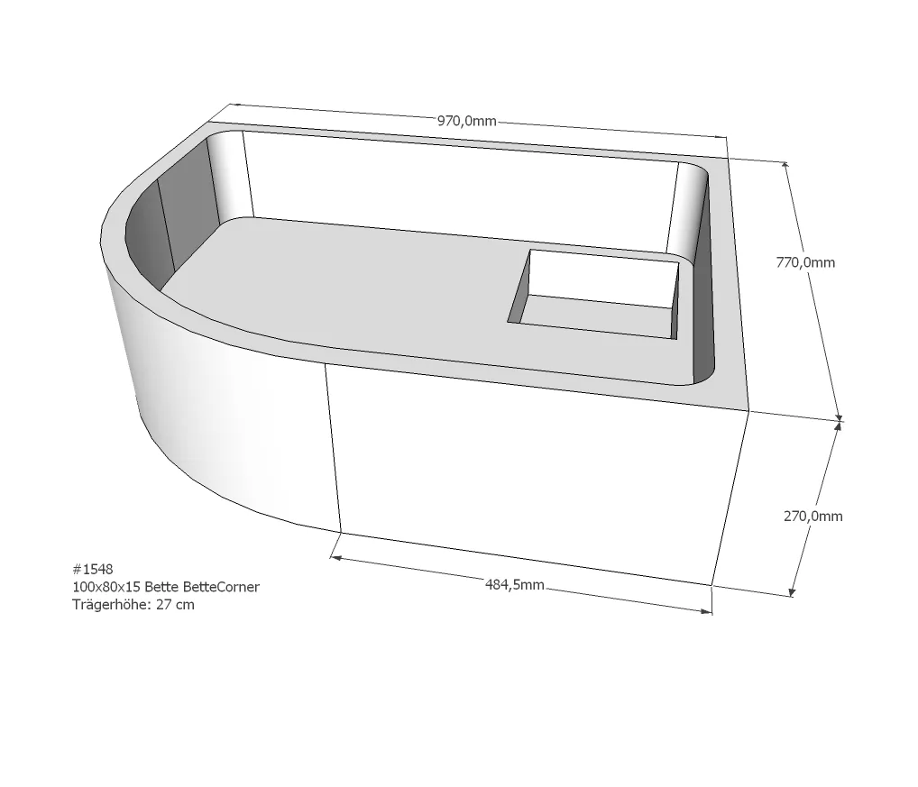 Duschwannenträger passend für Bette 130 × 90 × 2,5 cm Duschwannenträger passend für Bette 130 × 90 × 2,5 cm