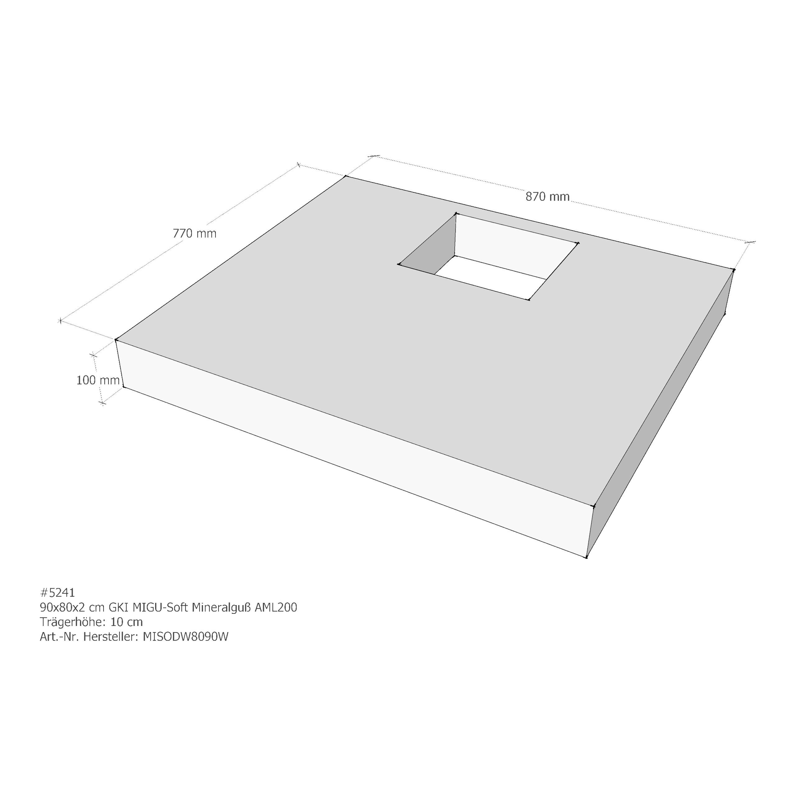 Duschwannenträger für GKI MIGU-Soft Mineralguß 90 × 80 × 2 cm Duschwannenträger für GKI MIGU-Soft Mineralguß 90 × 80 × 2 cm