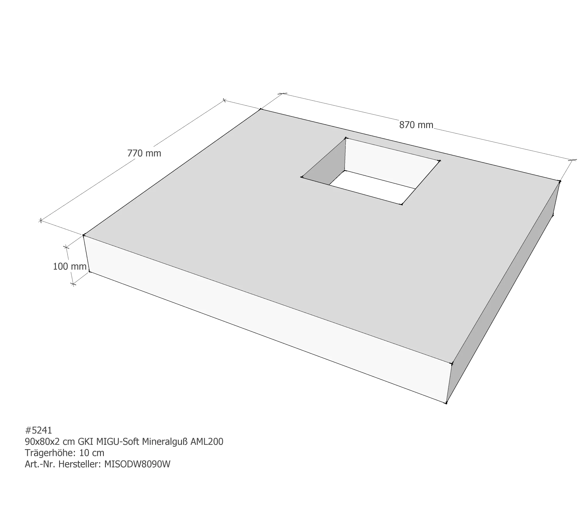 Duschwannenträger für GKI MIGU-Soft Mineralguß 90 × 80 × 2 cm Duschwannenträger für GKI MIGU-Soft Mineralguß 90 × 80 × 2 cm