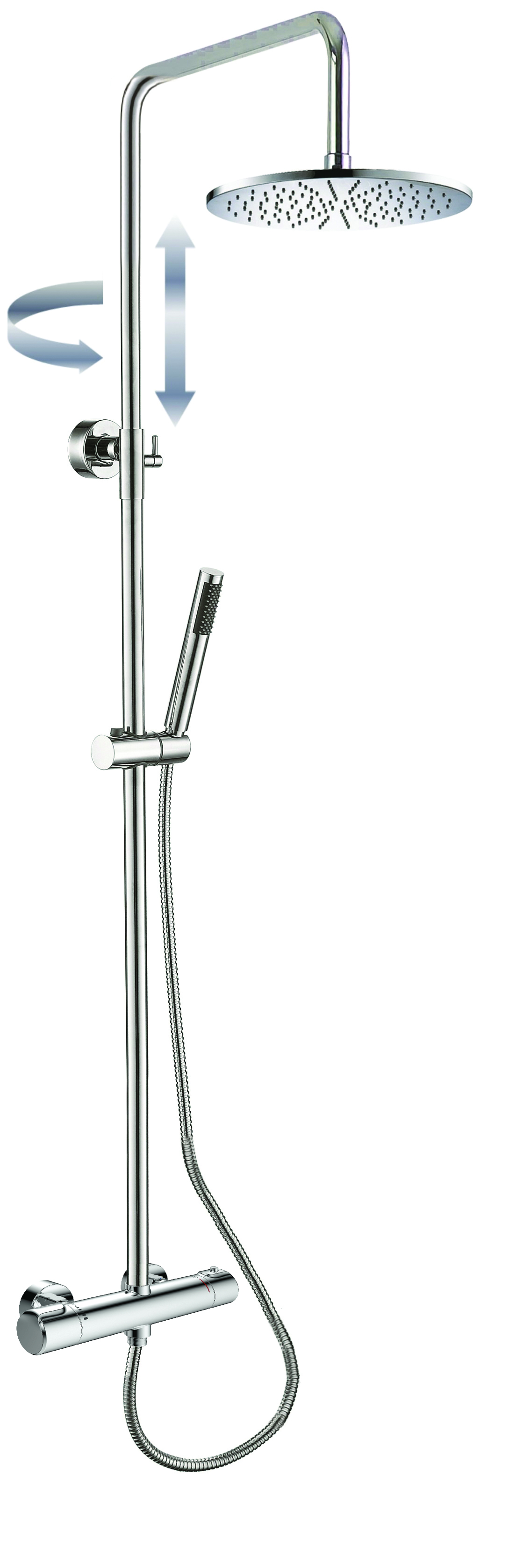 Standbrausegarnitur-Set AqvaShower bestehend aus: - Thermostat-Brause-Armatur 3/4" × 1/2″ Art. 054573950 - Standbrausegarnitur 3/4" - Brausebogen 90° × 90° - Kopfbrause 200 mm, rund - Stabhandbrause, rund - Metall-Brauseschlauch 1500mm × 1/2″ × Standbrausegarnitur-Set AqvaShower bestehend aus: - Thermostat-Brause-Armatur 3/4" × 1/2″ Art. 054573950 - Standbrausegarnitur 3/4" - Brausebogen 90° × 90° - Kopfbrause 200 mm, rund - Stabhandbrause, rund - Metall-Brauseschlauch 1500mm × 1/2″ ×