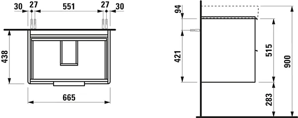 Waschtischunterbau BASE für PRO S 438x665x515 2 Schubladen mit Griff aluminium eloxiert für Waschtisch H810967 weiß matt Waschtischunterbau BASE für PRO S 438x665x515 2 Schubladen mit Griff aluminium eloxiert für Waschtisch H810967 weiß matt
