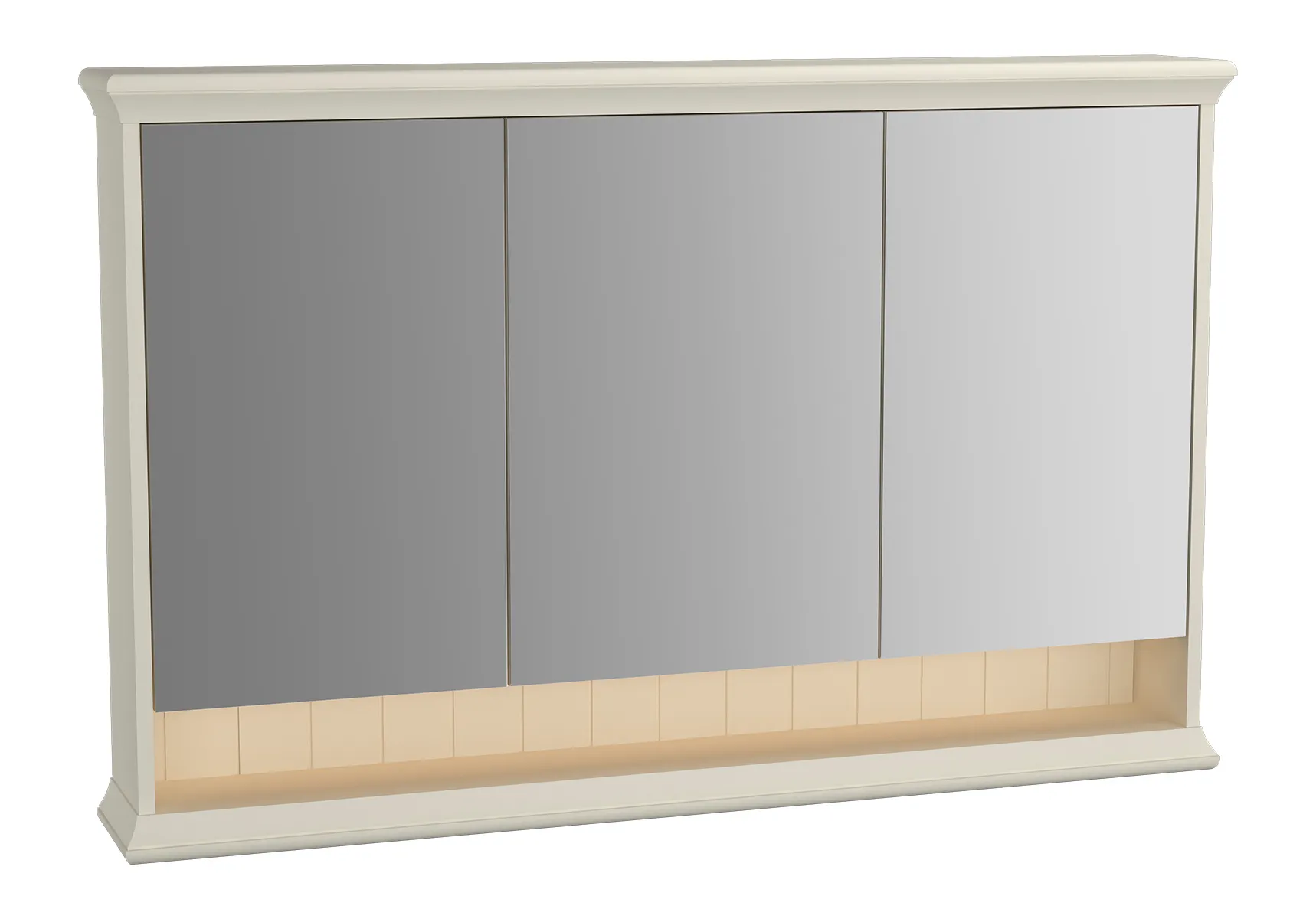 Valarte LED-Spiegelschrank 118 cm 3 Türen Elfenbein Matt