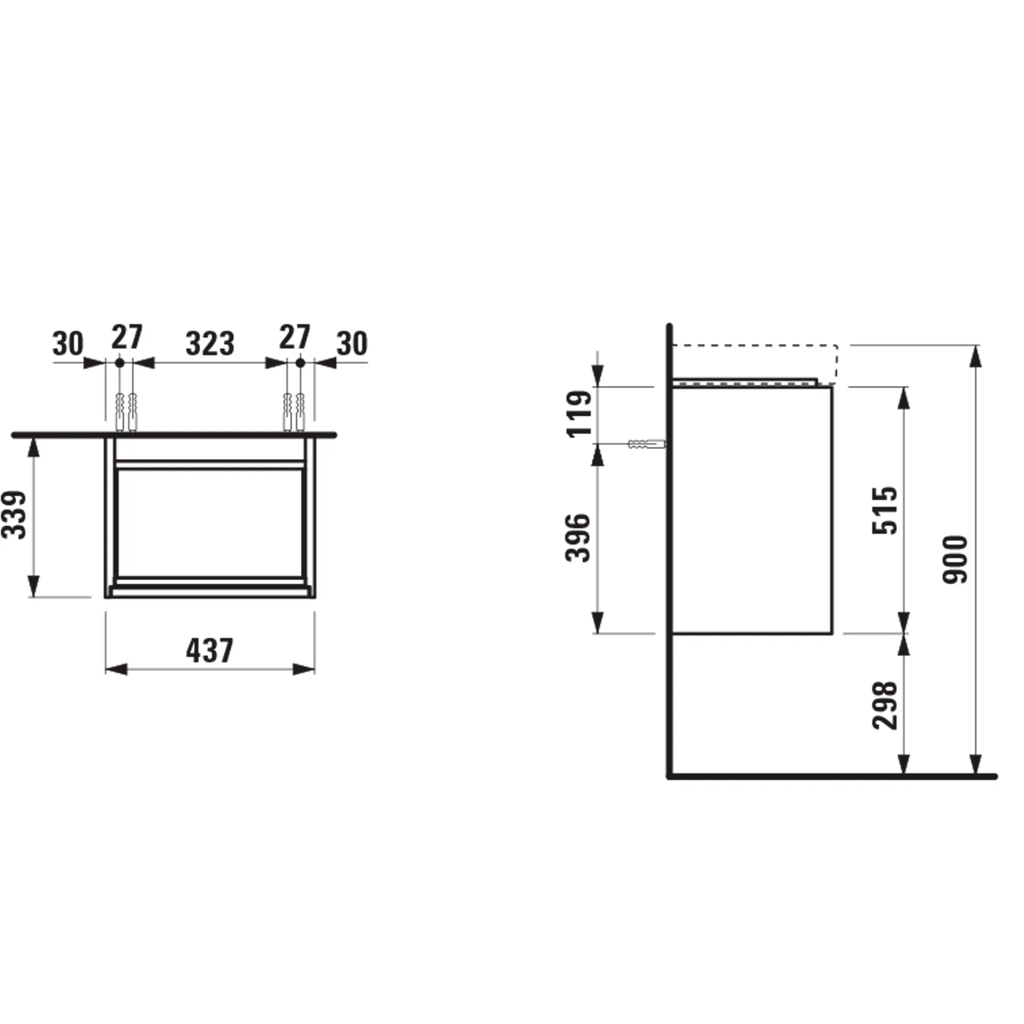 Laufen Waschtischunterbau MEDA 339x437x515, weiß matt Laufen Waschtischunterbau MEDA 339x437x515, weiß matt