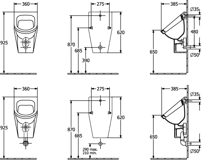 Villeroy & Boch Architectura Absaug-Urinal 557400, Oval, Weiß Alpin Villeroy & Boch Architectura Absaug-Urinal 557400, Oval, Weiß Alpin