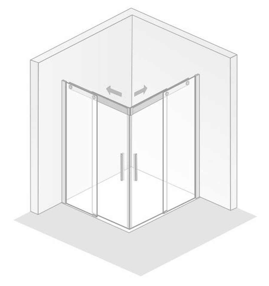 HSK Eckeinstieg Schiebetür 4-teilig „K2P“ Eckeinstieg Glas Linea 01 (80 cm), Profile Chromoptik (Alu Hochglanz poliert), H: 2000 mm HSK Eckeinstieg Schiebetür 4-teilig „K2P“ Eckeinstieg Glas Linea 01 (80 cm), Profile Chromoptik (Alu Hochglanz poliert), H: 2000 mm