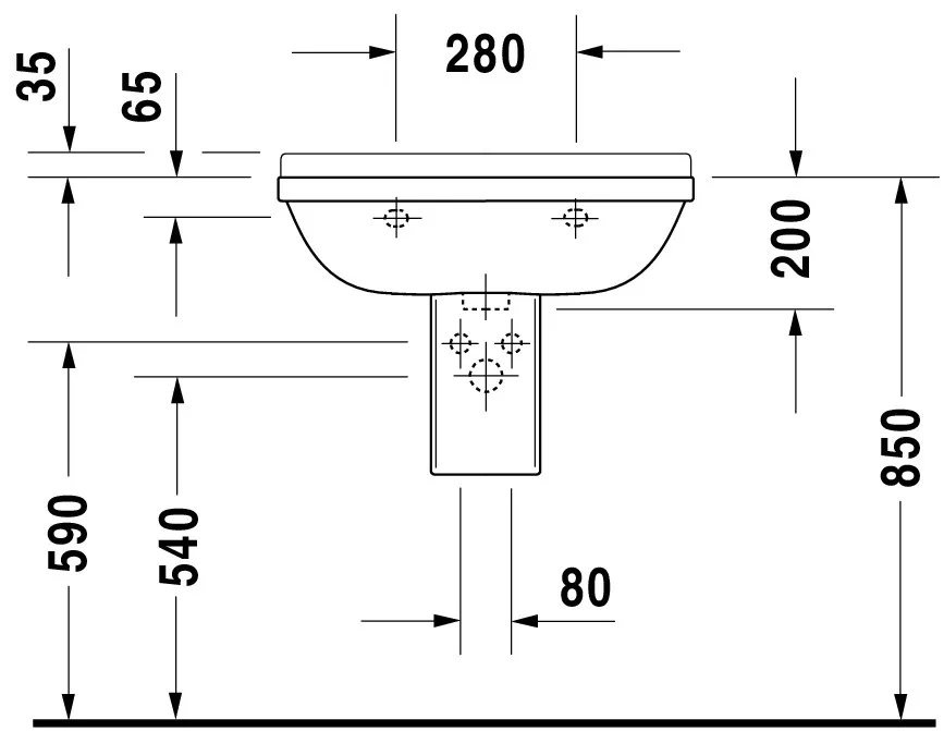 Wandwaschtisch „Starck 3“, mit Überlauf, Hahnlochposition mittig Wandwaschtisch „Starck 3“, mit Überlauf, Hahnlochposition mittig