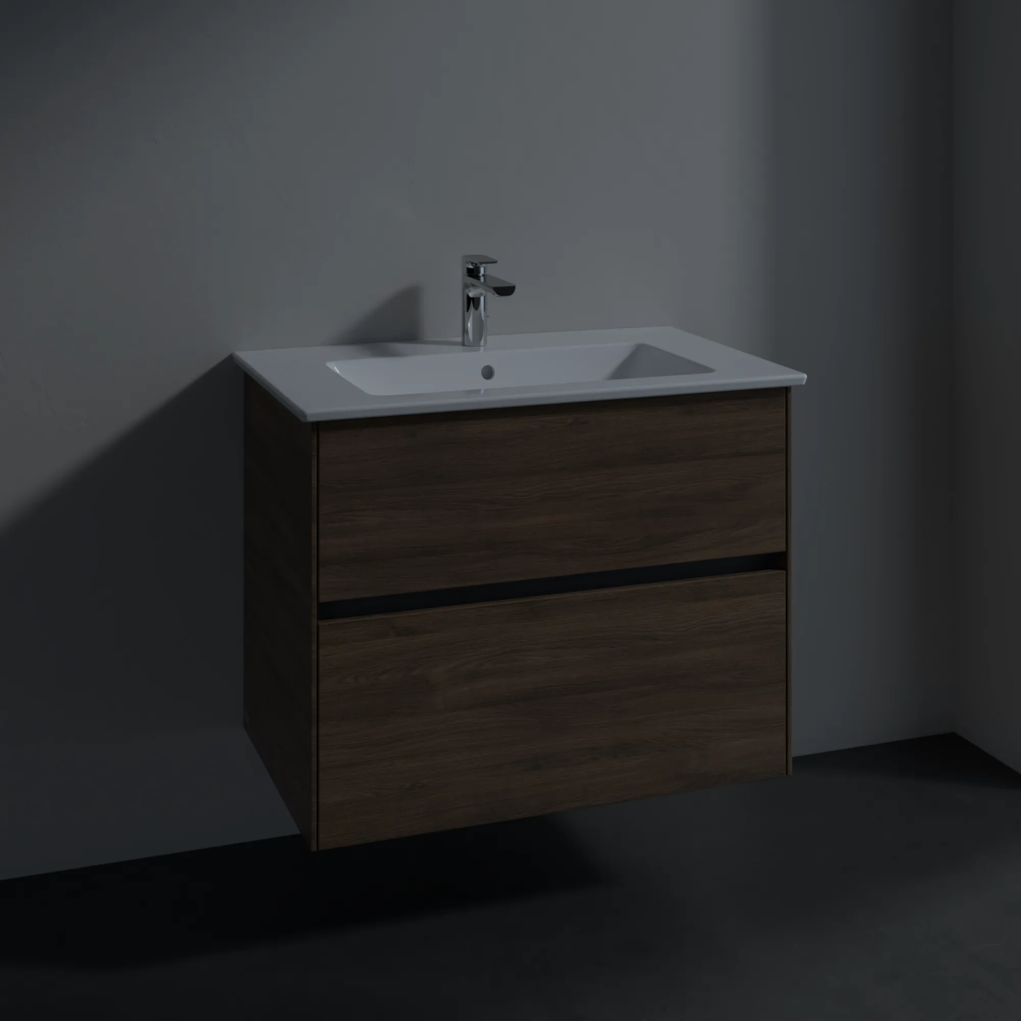 Villeroy & Boch Waschbeckenunterschrank Collaro C14400, Arizona Oak, 761x610x480 mm, 2 Auszüge mit SoftClosing, Wandmontage