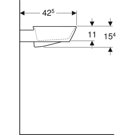 Aufsatzwaschtisch in Schalenform „One“ mit horizontalem Ablauf, rechteckig 50 × 42,5 cm mit KeraTect®