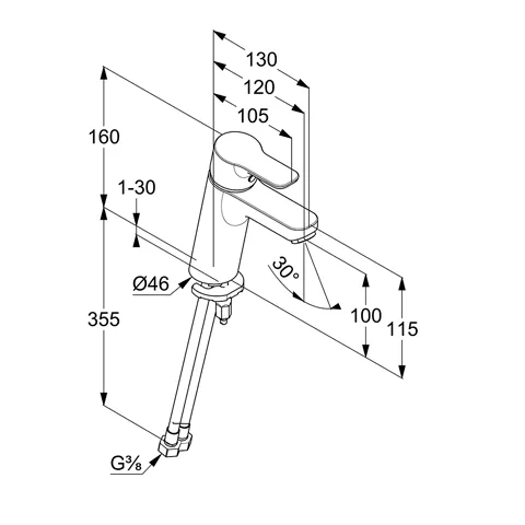 Kludi PURE & EASY Waschtisch-EHM 100 o. Ablaufgarnitur chrom