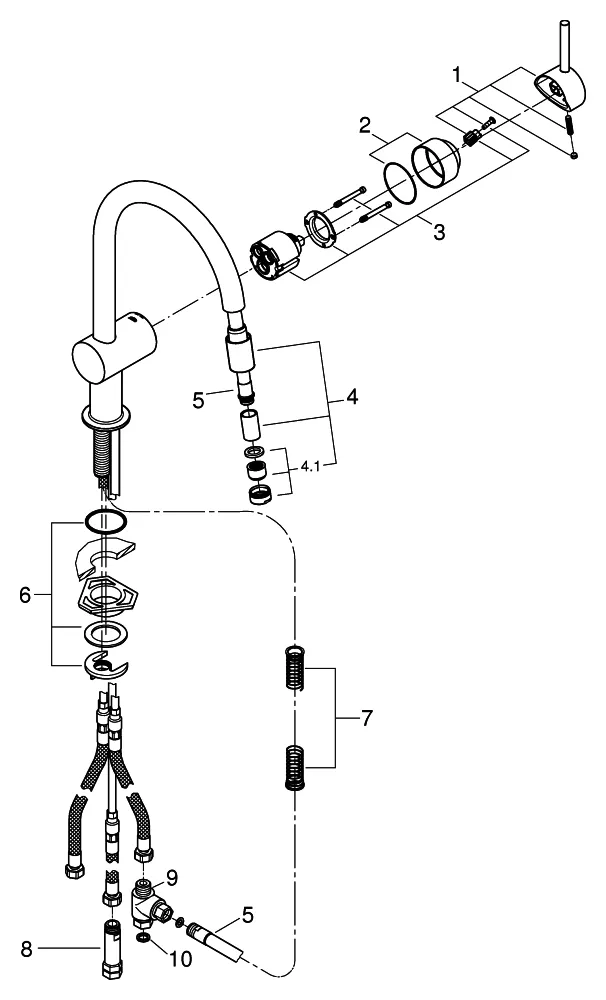 Grohe Minta Einhand-Spültischbatterie, Niederdruck, C-Auslauf, chrom Grohe Minta Einhand-Spültischbatterie, Niederdruck, C-Auslauf, chrom