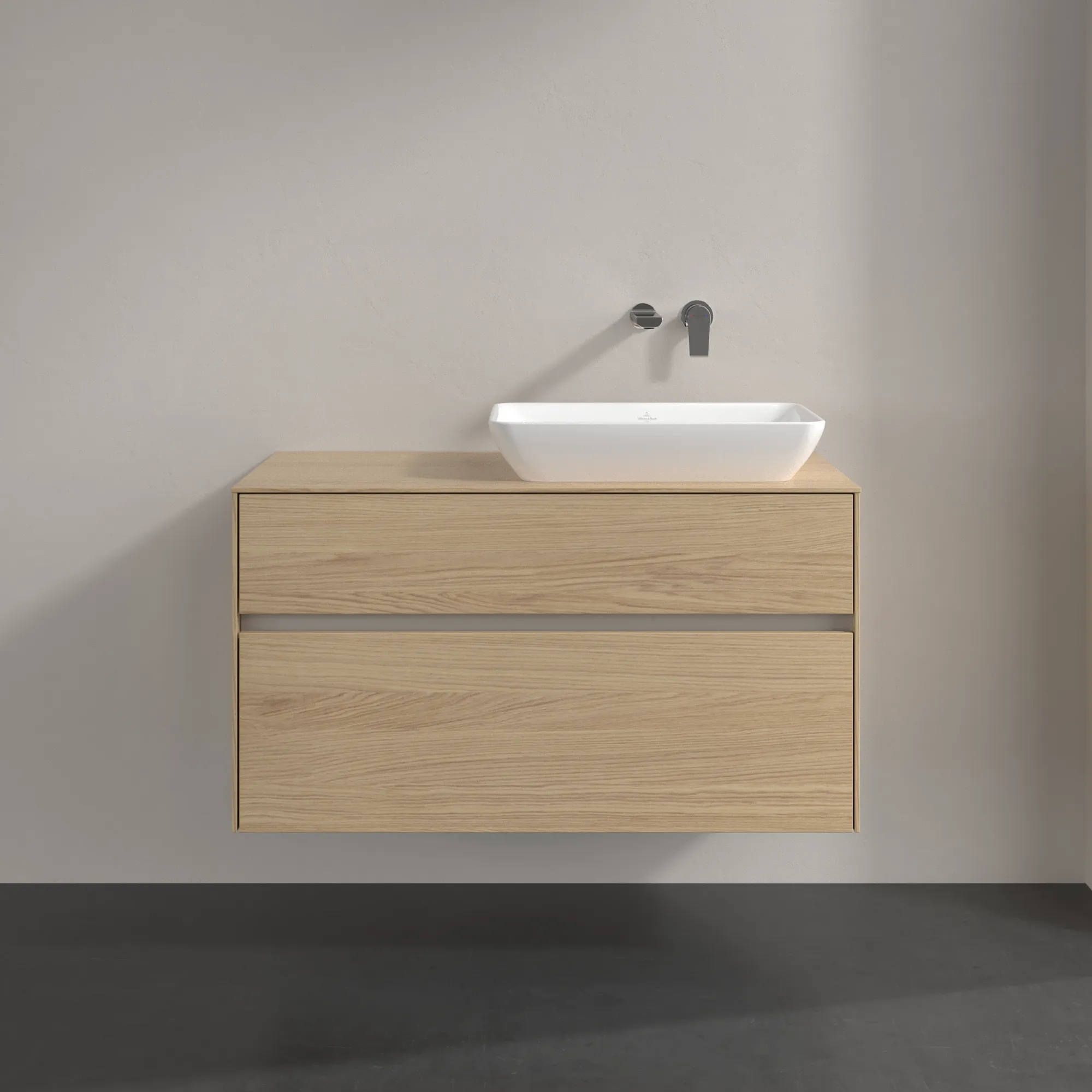 Villeroy & Boch Waschtischunterschrank „Collaro“ 1000 × 548 × 500 mm Nordic Oak, mit Beleuchtung, für Becken rechts