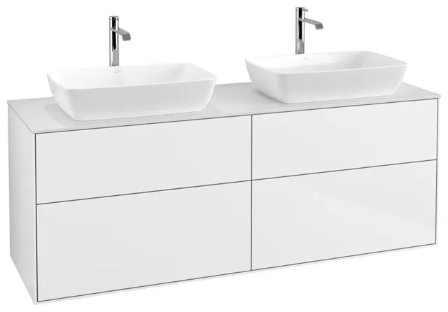 Villeroy & Boch Waschtischunterschrank „Finion“ für Schrankwaschtisch 1600 × 603 × 501 mm Glossy White Lacquer, für links und rechts, mit Hahnlochbohrung
