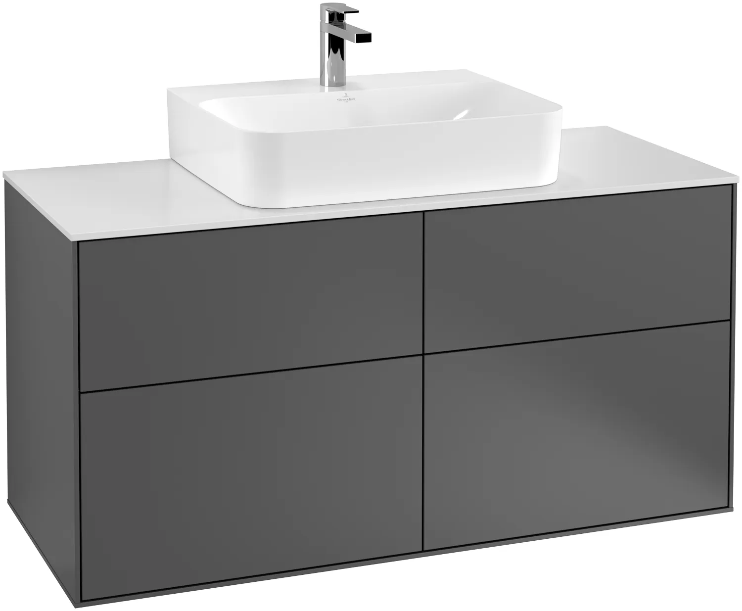 Villeroy & Boch Waschtischunterschrank „Finion“ für Schrankwaschtisch 120 × 60,3 × 50,1 cm 4 Schubladen, für Waschtischposition mittig, inkl. Beleuchtung mittig