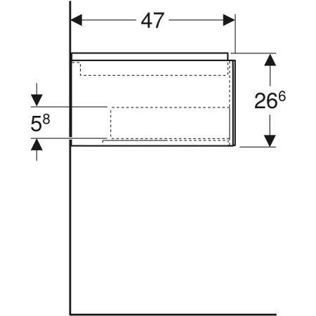 Geberit ONE Unterschrank für Waschtisch, schwarz matt, 74 x 26,6 x 47 cm, mit einer Schublade und Push-to-open-Mechanismus