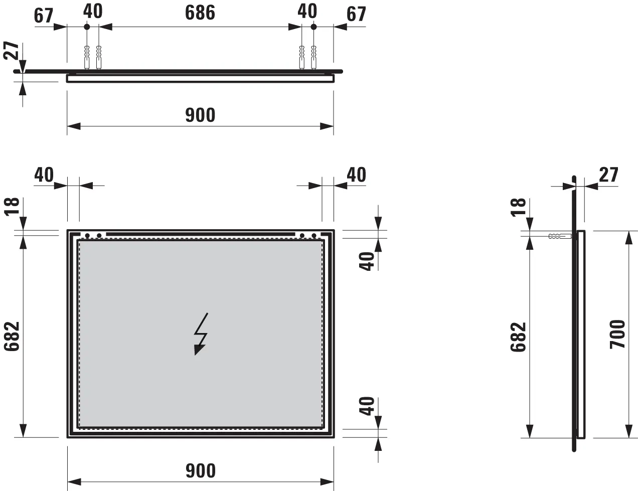 Laufen Spiegel „FRAME 25“ in Aluminium, glanzeloxiert