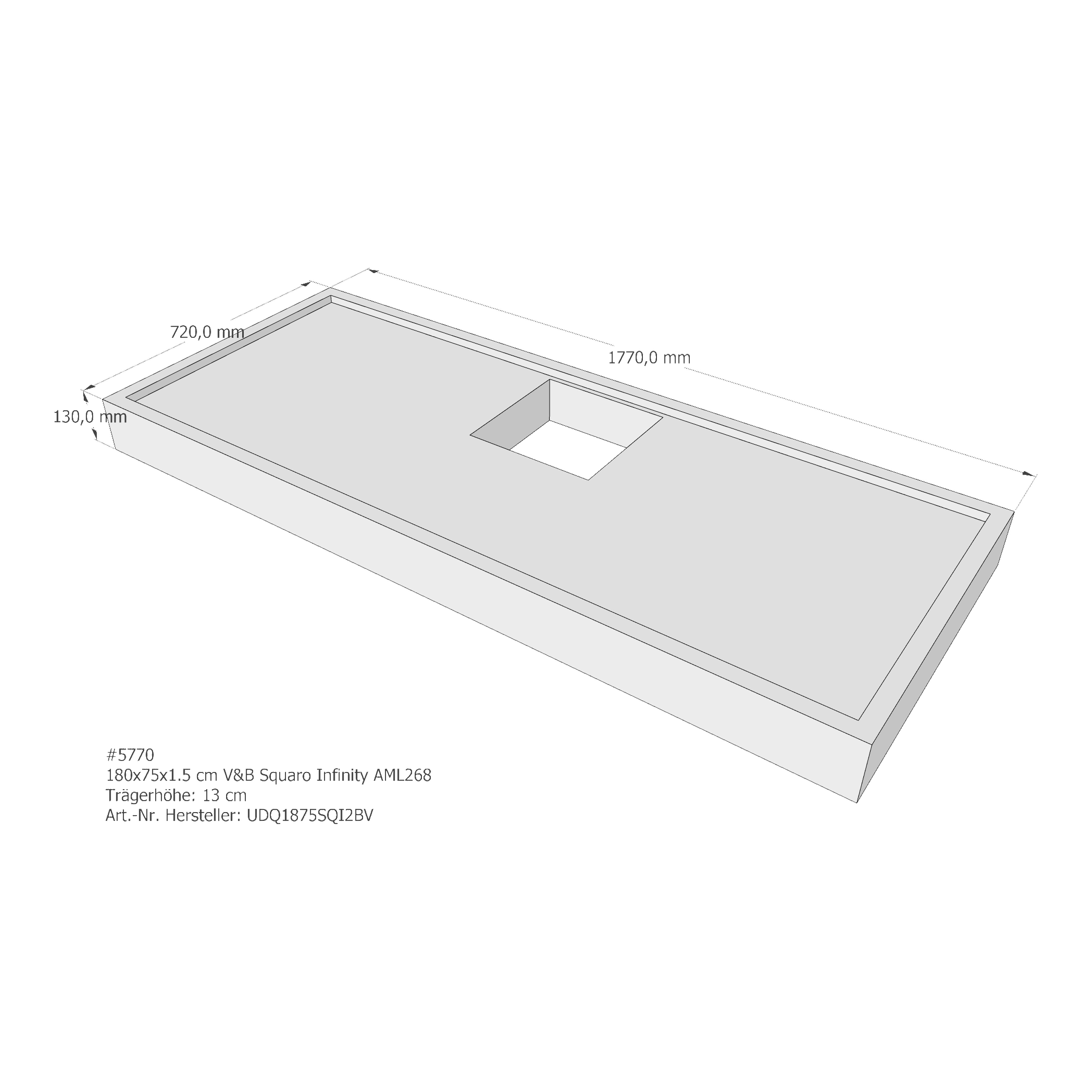 Duschwannenträger für Villeroy & Boch Squaro Infinity 180 × 75 × 1,5 cm Breite: 75 cm / Länge: 180 cm Duschwannenträger für Villeroy & Boch Squaro Infinity 180 × 75 × 1,5 cm Breite: 75 cm / Länge: 180 cm
