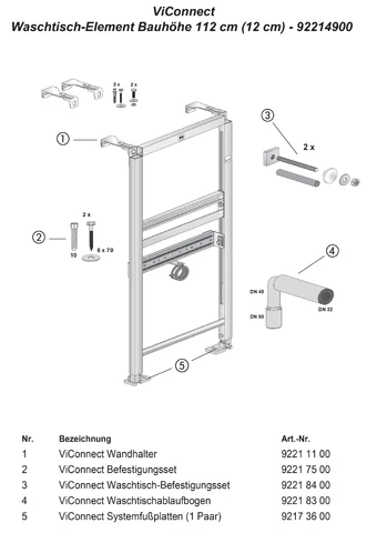Villeroy & Boch Vorwand-/Einbauelement für Waschtisch „ViConnect“ 1120 × 560 × 120 mm