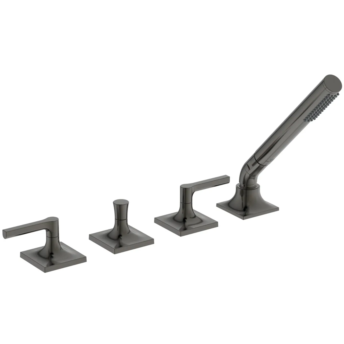 4-Loch-Badearmatur Wannenrand Joy Neo mit Stick-Handbrause Hebelgriffe Magnetic Grey 4-Loch-Badearmatur Wannenrand Joy Neo mit Stick-Handbrause Hebelgriffe Magnetic Grey