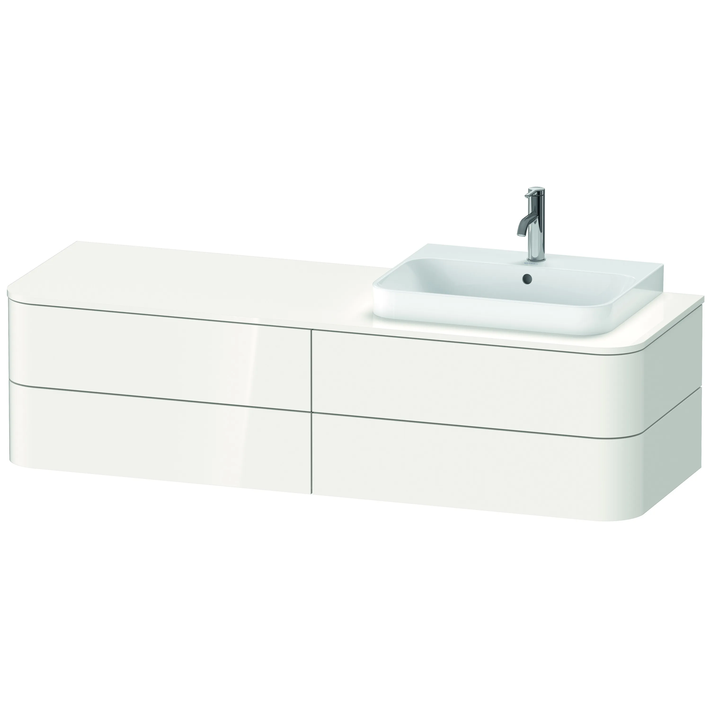 Duravit Waschtischunterschrank wandhängend „Happy D.2 Plus“ 160 × 40,8 × 55 cm Weiß Hochglanz, rechts Duravit Waschtischunterschrank wandhängend „Happy D.2 Plus“ 160 × 40,8 × 55 cm Weiß Hochglanz, rechts