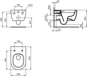 WC-Paket Blend Curve WC Randlos mit WC-Sitz Softclosing 360x540x375mm Weiß WC-Paket Blend Curve WC Randlos mit WC-Sitz Softclosing 360x540x375mm Weiß