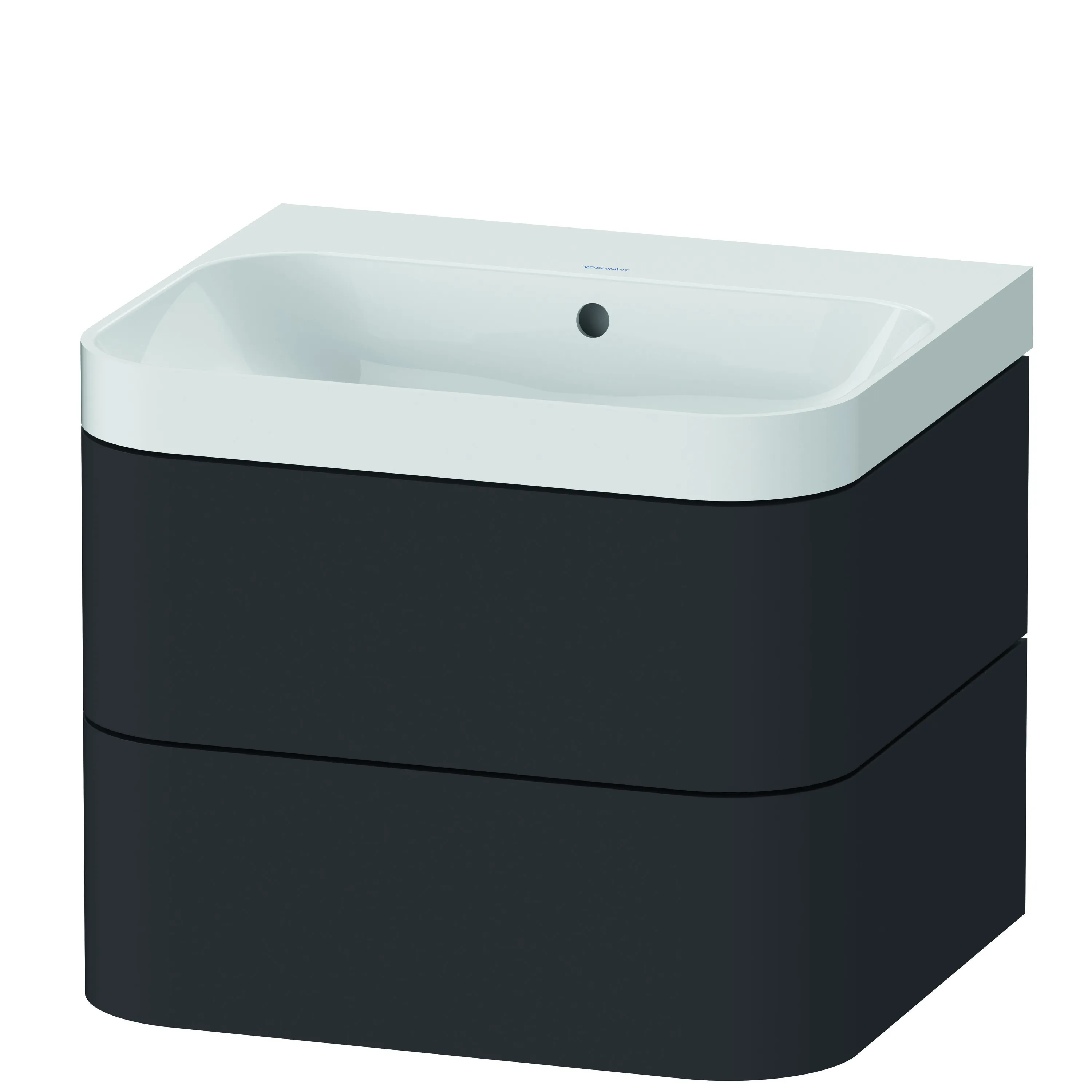 Duravit Waschtischunterschrank c-shaped Set wandhängend „Happy D.2 Plus“ 57,5 × 48 × 49 cm Graphit Supermatt