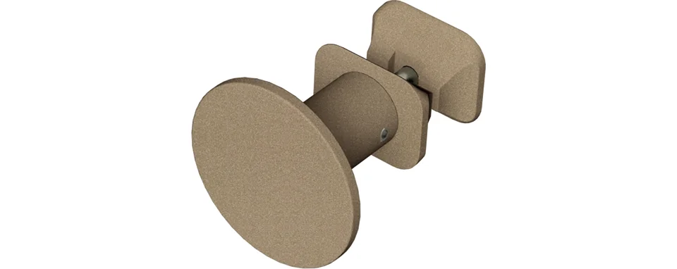 BEMM Knopf TAG Haken, Braunbeige PerlMatt, 45 mm, Bautiefe 33 mm, Montage zwischen Profilen
