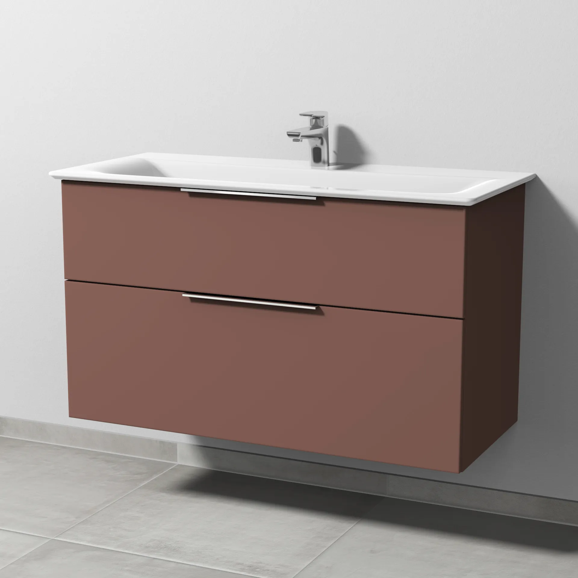 Sanipa Waschtischunterschrank „3way“ passend zu Keramik-Waschtische Connect Air von Ideal Standard 990 × 585 × 437 mm in Wine-Red