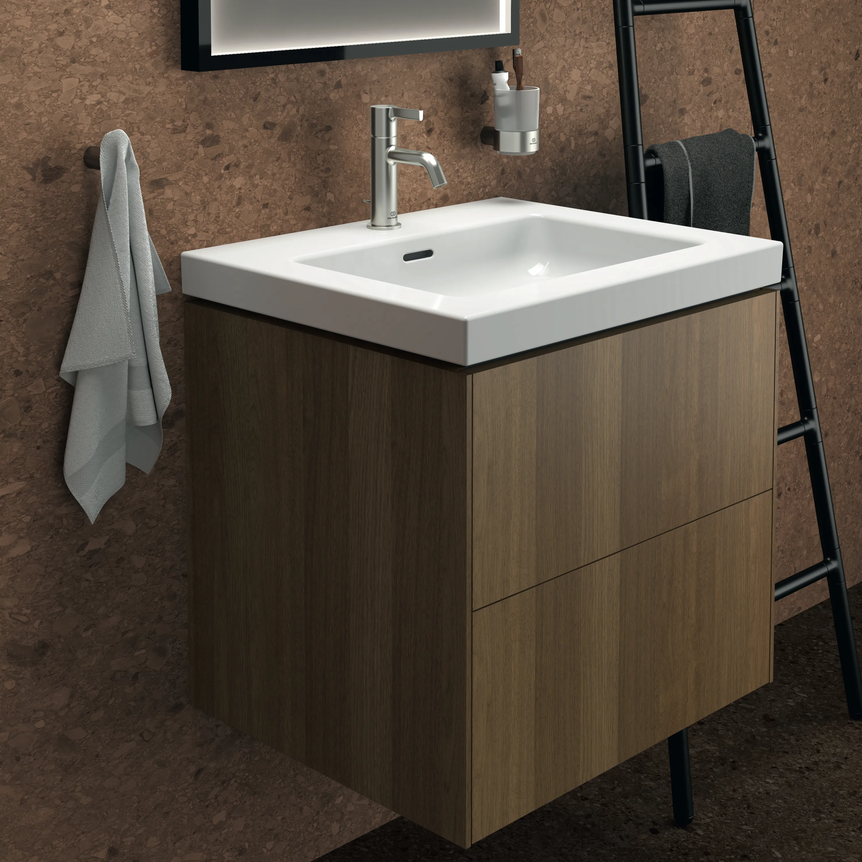 Ideal Standard Waschtischunterschrank „Conca“ 60 × 55,5 × 50,5 cm Walnuss dunkel Furnier Ideal Standard Waschtischunterschrank „Conca“ 60 × 55,5 × 50,5 cm Walnuss dunkel Furnier
