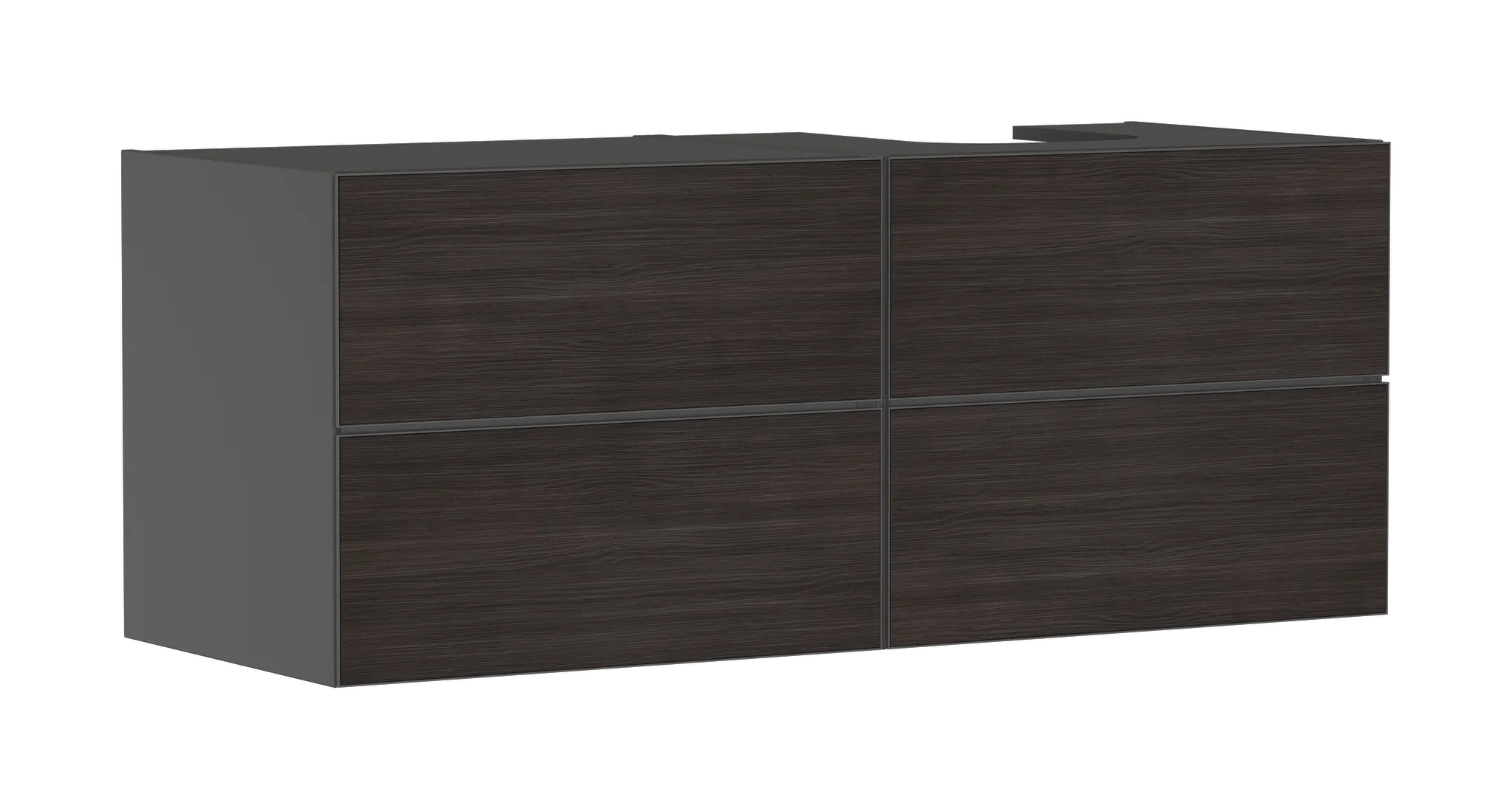 Xevolos E Waschtischunterschrank Schiefergrau Matt 1370/550 mit 4 Schubkästen für Konsolen mit Aufsatzwaschtisch geschliffen rechts Bronze Struktur