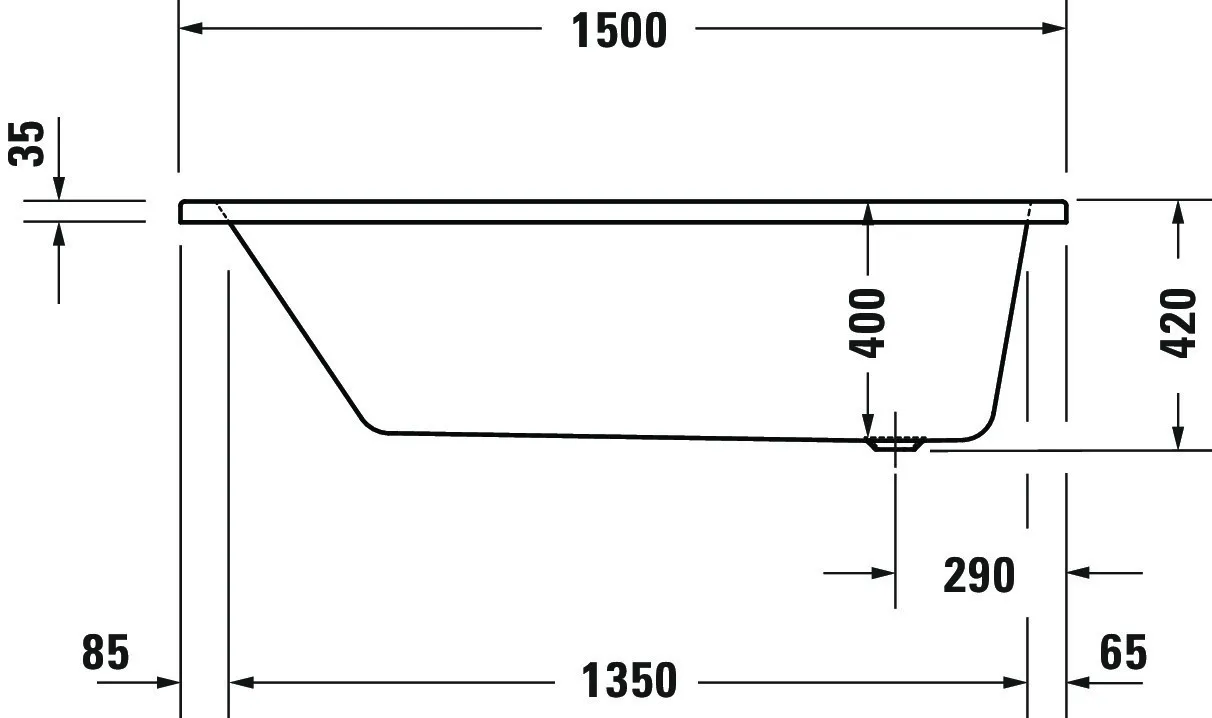 Duravit Badewanne „No.1“ rechteck 150 × 70 cm, Fußablauf