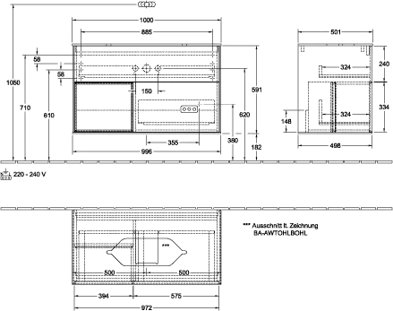 Villeroy & Boch Waschtischunterschrank „Finion“ für Schrankwaschtisch 1000 × 603 × 501 mm Anthracite Matt Lacquer, ohne Hahnlochbohrung, für Becken mittig Villeroy & Boch Waschtischunterschrank „Finion“ für Schrankwaschtisch 1000 × 603 × 501 mm Anthracite Matt Lacquer, ohne Hahnlochbohrung, für Becken mittig