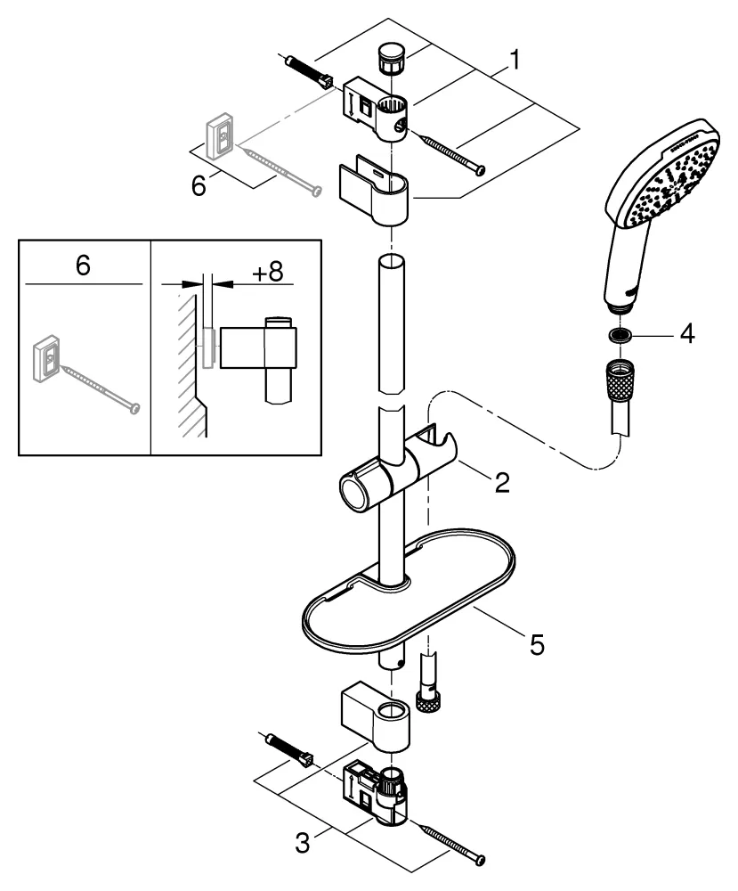 Grohe Tempesta Cube 110 Brausestangenset 600mm 3 Strahlarten chrom Grohe Tempesta Cube 110 Brausestangenset 600mm 3 Strahlarten chrom
